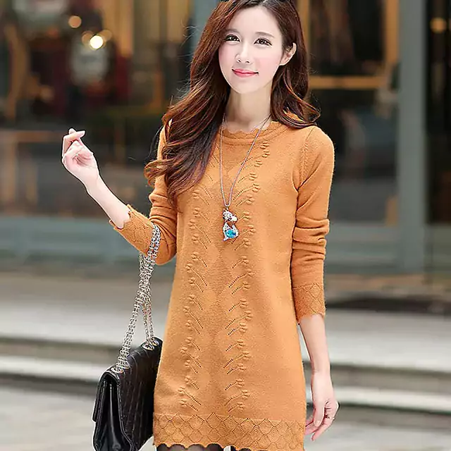 Pletené šaty - oranžové, XL