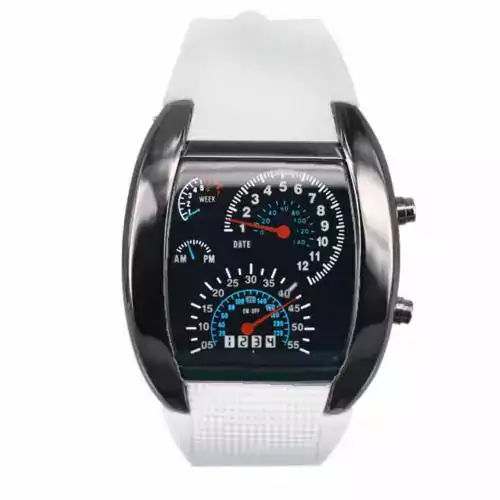 Binární LED hodinky | hodinky s tachometrem - Bílý