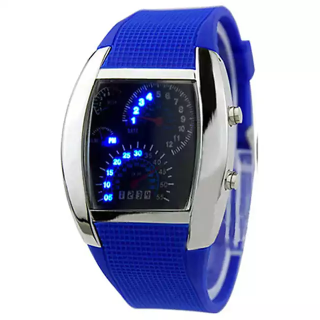 Binární LED hodinky | hodinky s tachometrem - Tmavě modrý pásek
