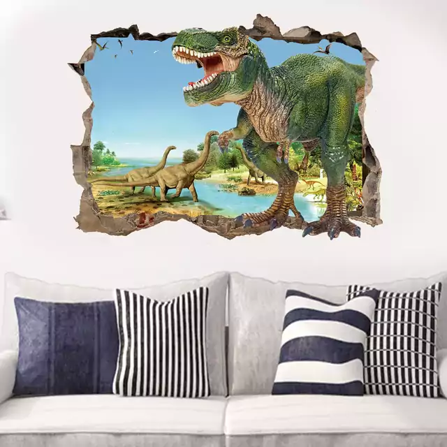 Tapeta na zeď | samolepka na zeď 3D dinosauři - 50 x 70 cm - Zlato
