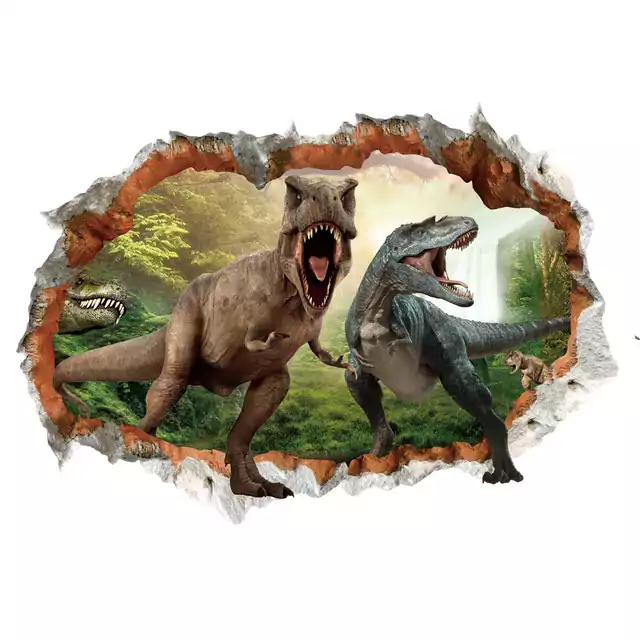 Tapeta na zeď | samolepka na zeď 3D dinosauři - 50 x 70 cm - švestka