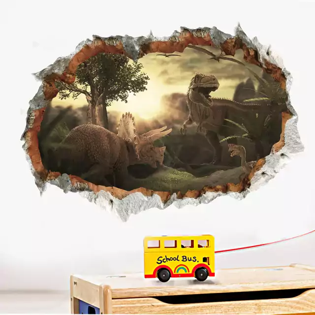 Tapeta na zeď | samolepka na zeď 3D dinosauři - 50 x 70 cm - NACHOVÝ
