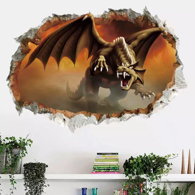 Tapeta na zeď | samolepka na zeď 3D dinosauři - 50 x 70 cm - BÍLÝ