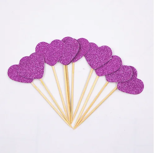 Ozdoba na muffiny | dekorace na dort - srdíčka 10 ks - sytě fialová
