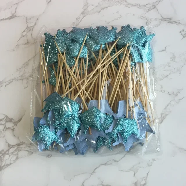 Dekorace na muffiny | ozdoba na dort 10 ks - HG. Třpytivé modré