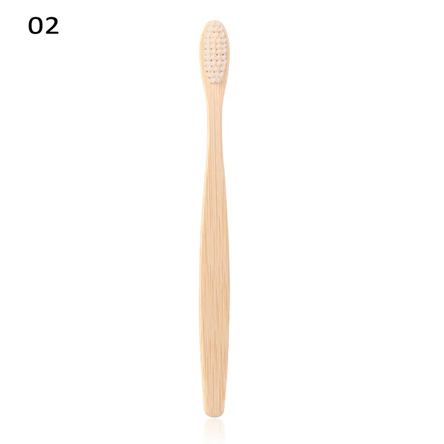 Bambusový zubní kartáček | duhový dřevěný kartáček - ekologický - Bílý