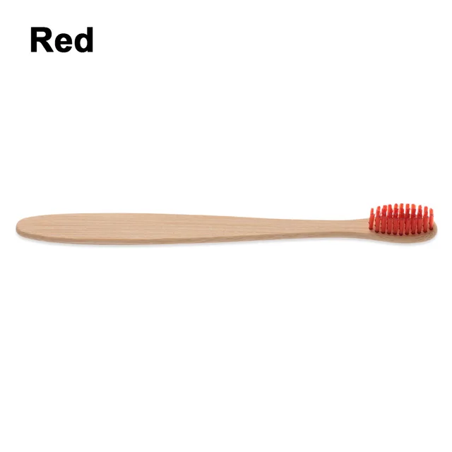 Bambusový zubní kartáček | duhový dřevěný kartáček - ekologický - červená 2
