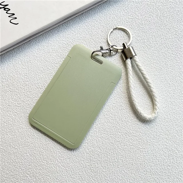 Praktický ochranný obal na ID a vstupní karty s klíčenkou - Světle zelená