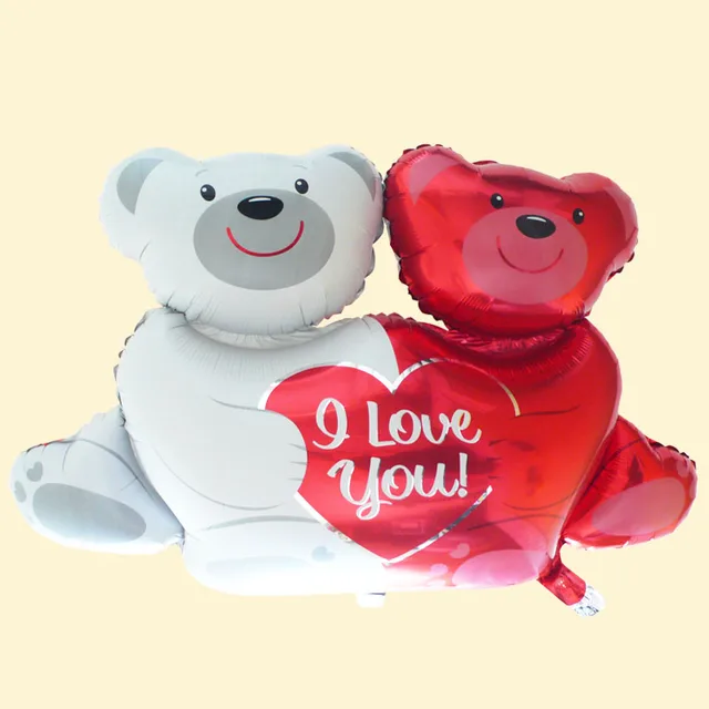 Trojitý balónek srdce | nafukovací balónek s nápisem - objetí lásky medvěda