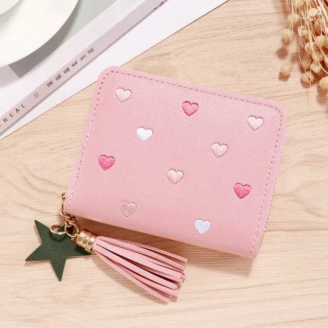 Dámská mini peněženka z umělé kůže - světle růžová