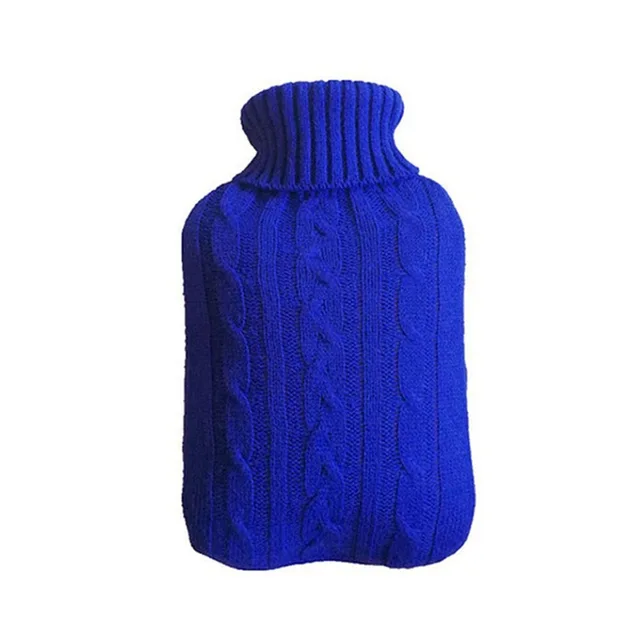Obal na termofor | pouzdro na hřejivou láhev pletené, 31 x 20 cm - tmavě modrý