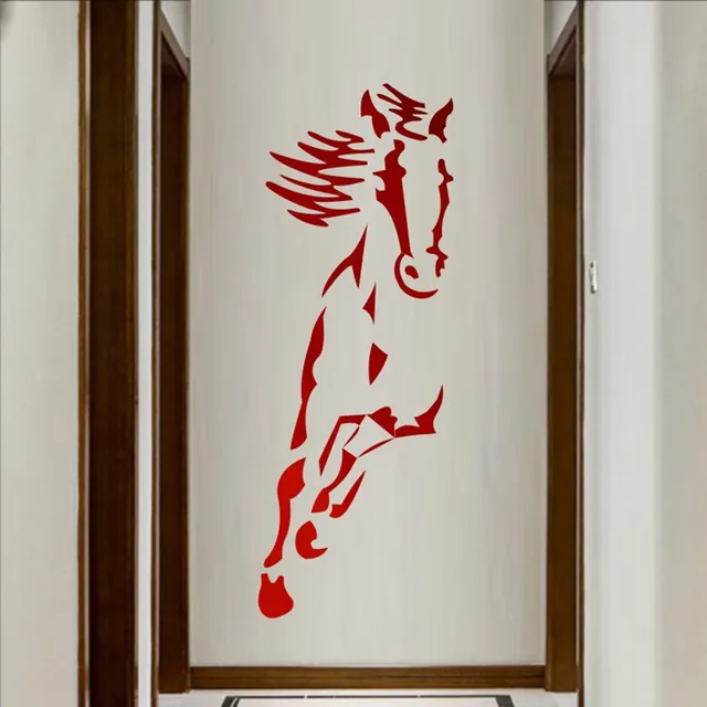 Dekorace na zeď | samolepicí kůň - Červené, Vlevo - 150 cm x 55 cm