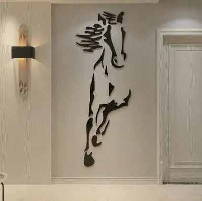 Dekorace na zeď | samolepicí kůň - Černá, Vlevo - 150 cm x 55 cm