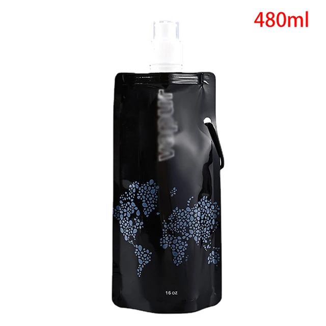 Skládací láhev | cestovní flaška na pití, 480 ml - Černá