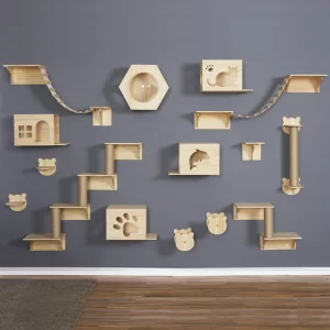 Dřevěný nábytek pro kočky | škrabadlo, houpačka, schody