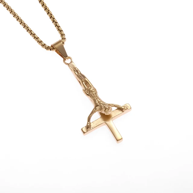 Šperk | řetízek s přívěskem - kříž - C16455-Zlato