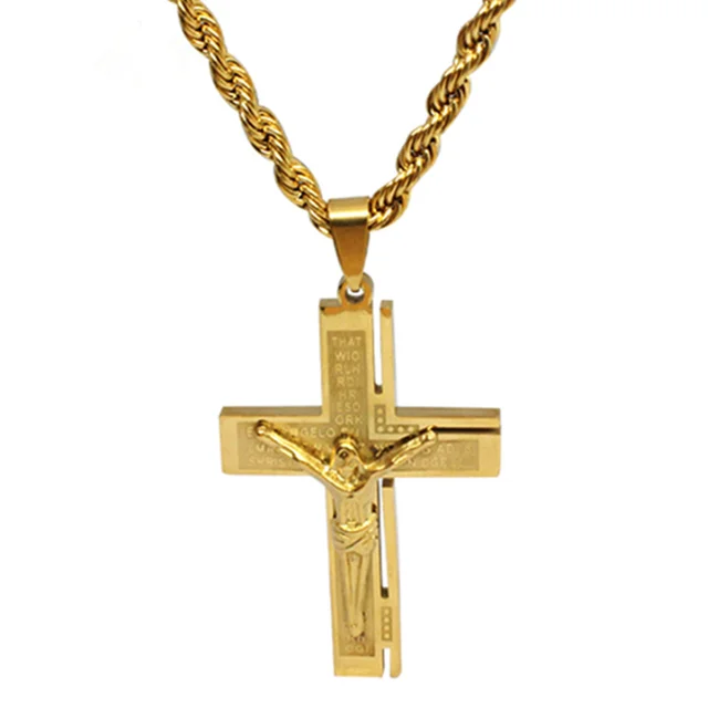 Šperk | řetízek s přívěskem - kříž - A14594-Zlato