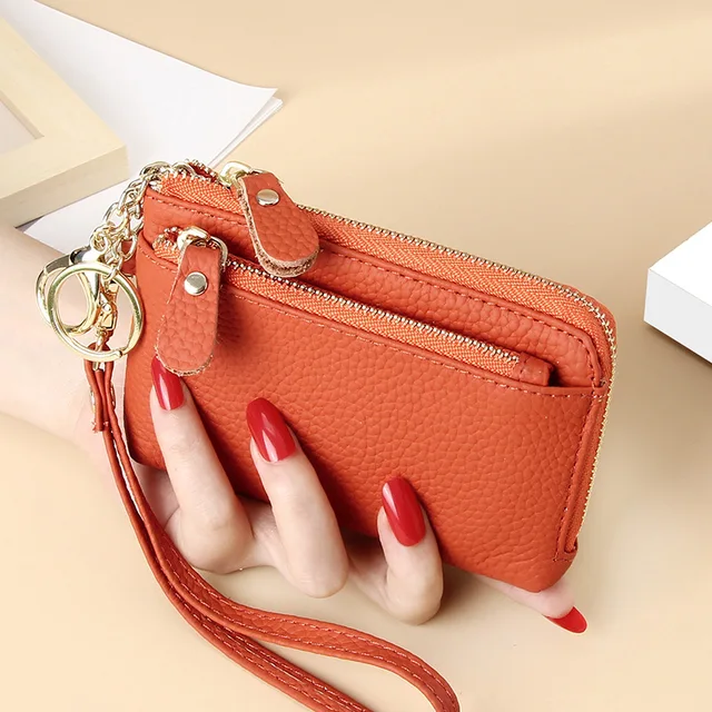 Malá dámská peněženka z pravé kůže - oranžový