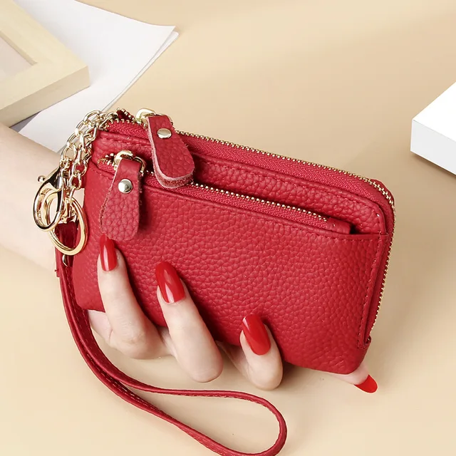 Malá dámská peněženka z pravé kůže - Červené