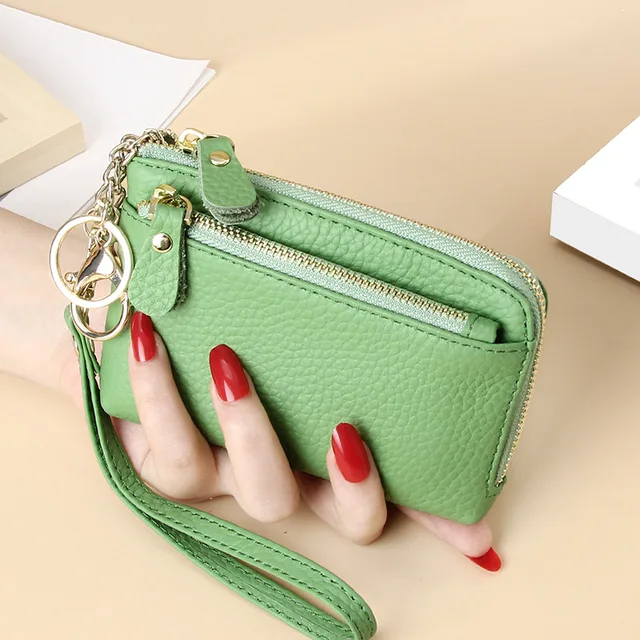 Malá dámská peněženka z pravé kůže - Avokádo zelené