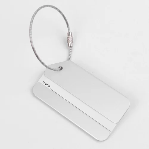 Hliníková cestovní visačka na kufr s ID štítkem - Stříbrný