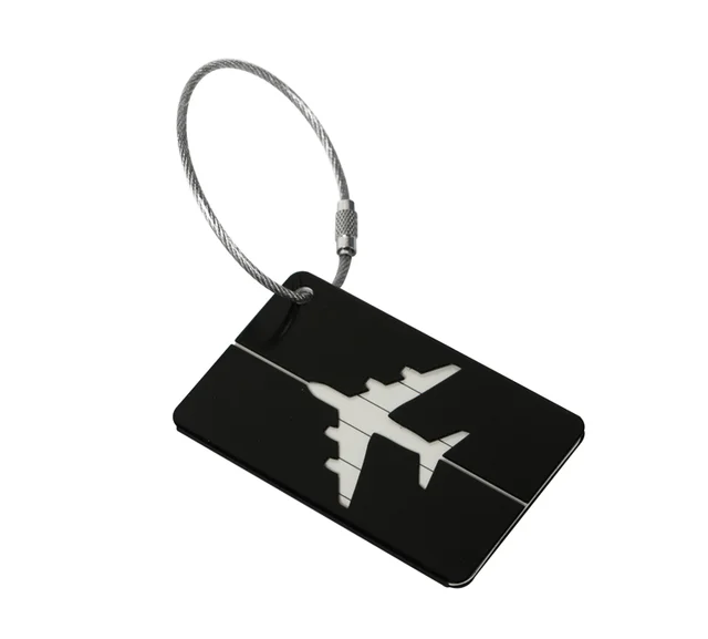 Hliníková cestovní visačka na kufr s ID štítkem - Černá