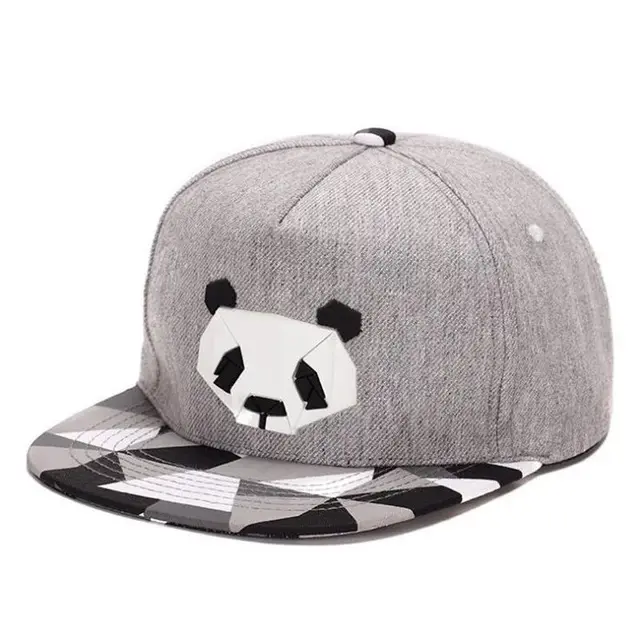 Stylová čepice | kšiltovka s motivem pandy - univerzální velikost - ŠEDÁ