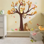 Dětská tapeta | nálepka na zeď sovičky na větvi