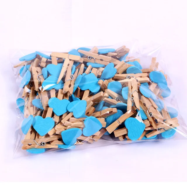 Dřevěné kolíčky | dekorace srdíčka, 10 ks - 5 modrá