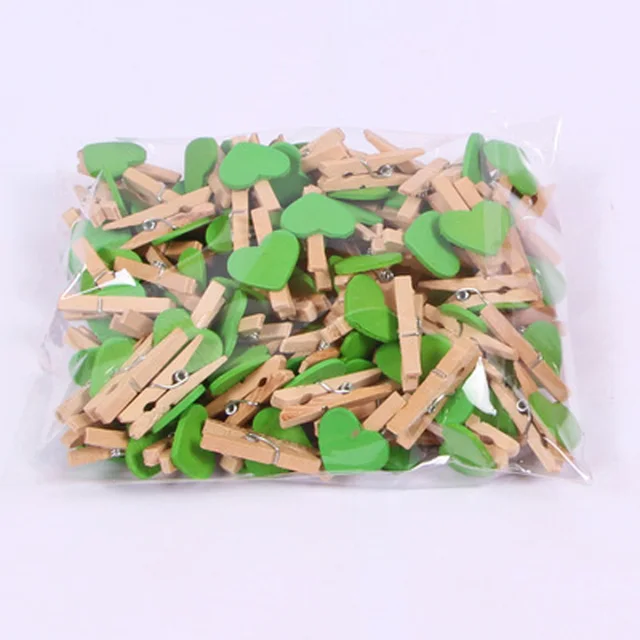 Dřevěné kolíčky | dekorace srdíčka, 10 ks - 6 zelené