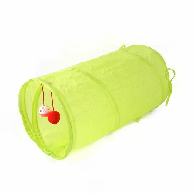 Skládací prolézačka pro kočky | tunel pro kočky s míčky, délka 50 cm - Zelená