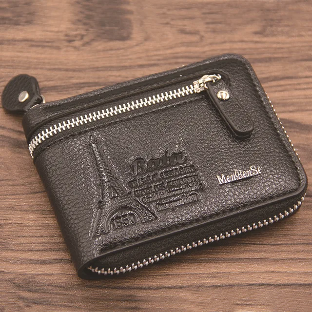 Pánská peněženka z umělé kůže na zip - Černá