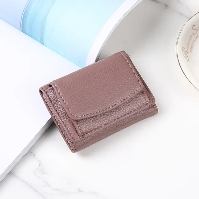 Dámská kožená peněženka s kapsou na mince - fazolová pasta