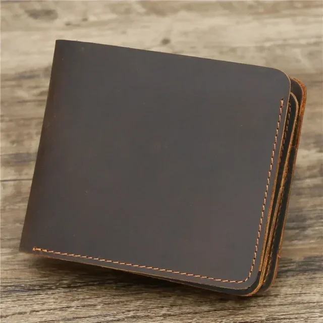 Minimalistická pánská peněženka z pravé kůže - tmavě hnědá
