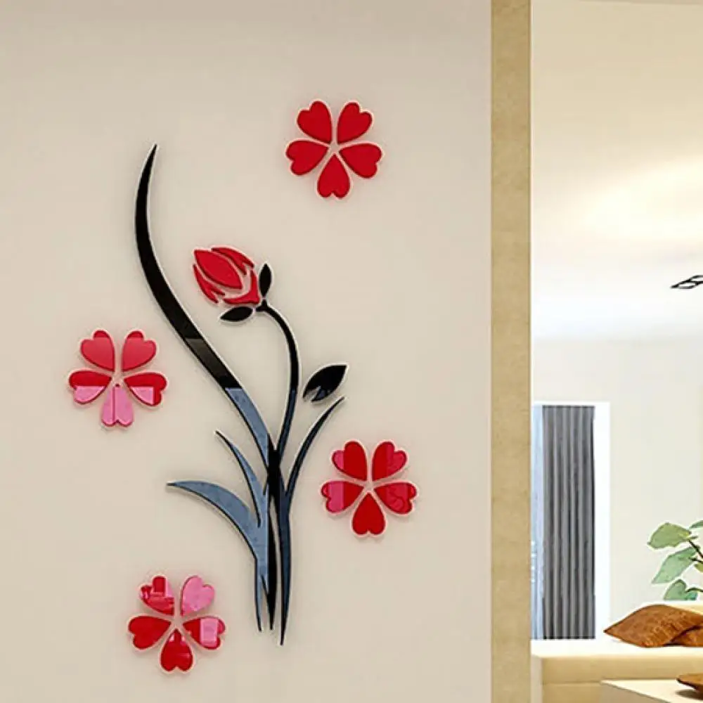 Samolepka na stěnu | 3D samolepicí dekorace na zeď květina, 80 x 30 cm