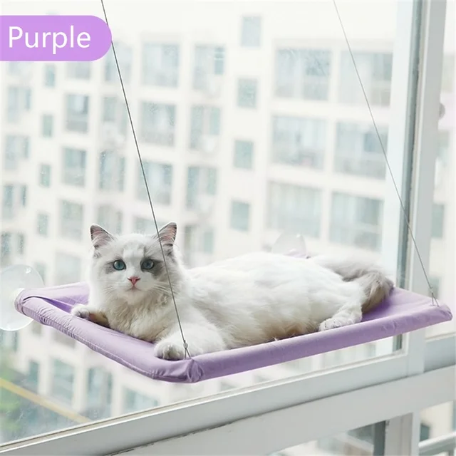 Pohodlné houpací lehátko pro kočky s odolným škrabadlem - Nachový