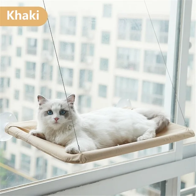 Pohodlné houpací lehátko pro kočky s odolným škrabadlem - Khaki