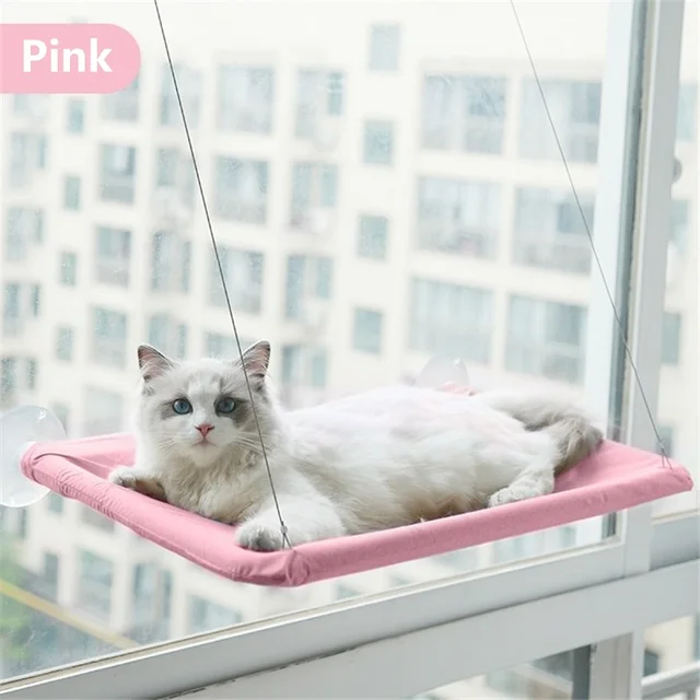 Pohodlné houpací lehátko pro kočky s odolným škrabadlem - růžový