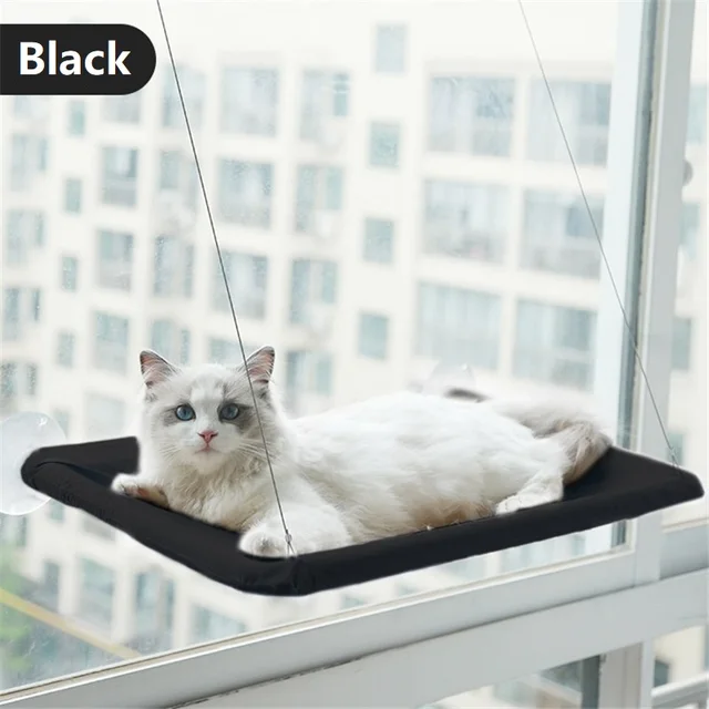 Pohodlné houpací lehátko pro kočky s odolným škrabadlem - Černá