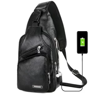 Pánská taška s USB a sluchátkovým otvorem