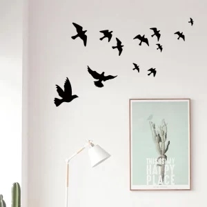 Samolepka na stěnu | samolepicí dekorace na zeď létající ptáčci, 65 x 60 cm