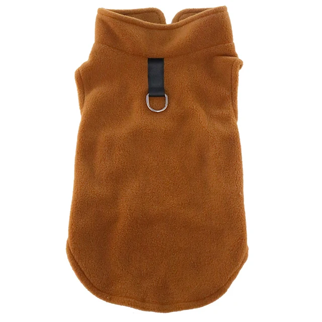 Teplý fleecový kabát pro malé psy - HNĚDÝ A, XL