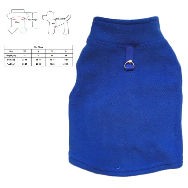Teplý fleecový kabát pro malé psy - TMAVĚ MODRÁ B, XL