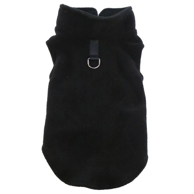 Teplý fleecový kabát pro malé psy - ČERNÁ A, XL