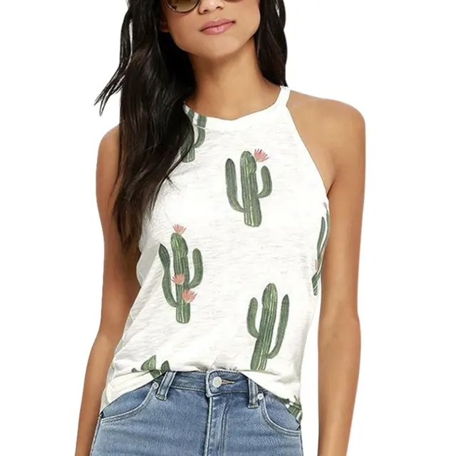 Dámské tílko | tričko s potiskem kaktusů - S-XL - 2, XL