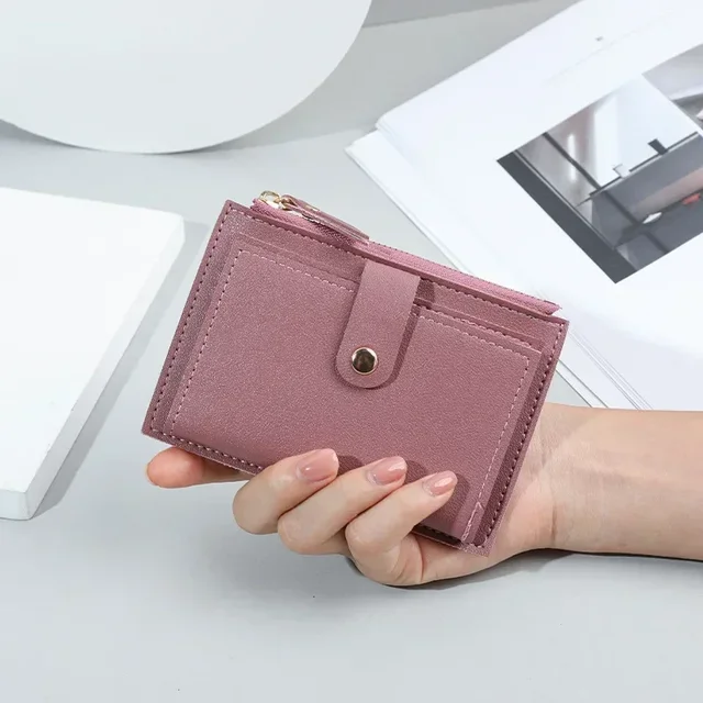 Dámská elegantní peněženka z umělé kůže - Tmavě růžová