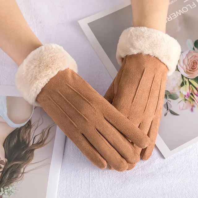 Dámské zimní rukavice | univerzální velikost - Káva 3