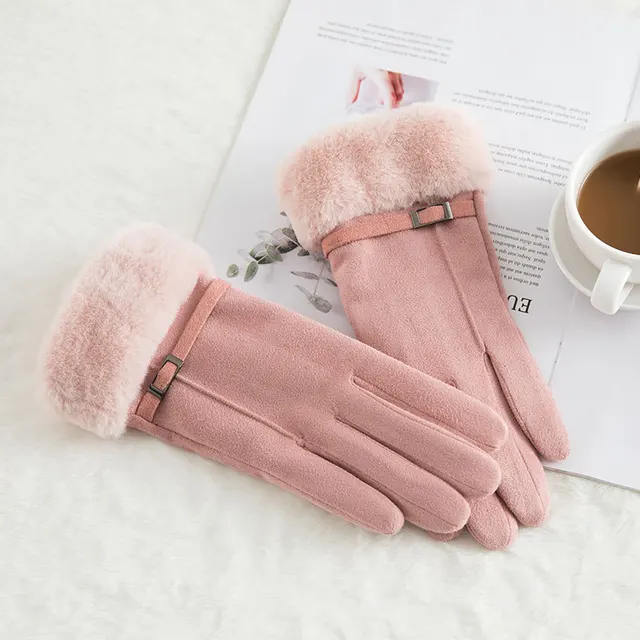 Dámské zimní rukavice | univerzální velikost - Růžová 3