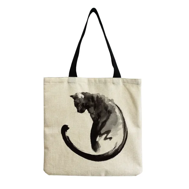 Dámská taška přes rameno s kočkou, plátěná - hm2492 Cat Bag