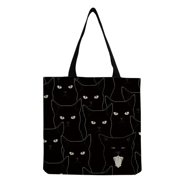 Dámská taška přes rameno s kočkou, plátěná - hm2496 Cat Bag